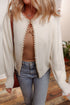Pearl Trim Open Front Drop Shoulder Knit Cardigan
